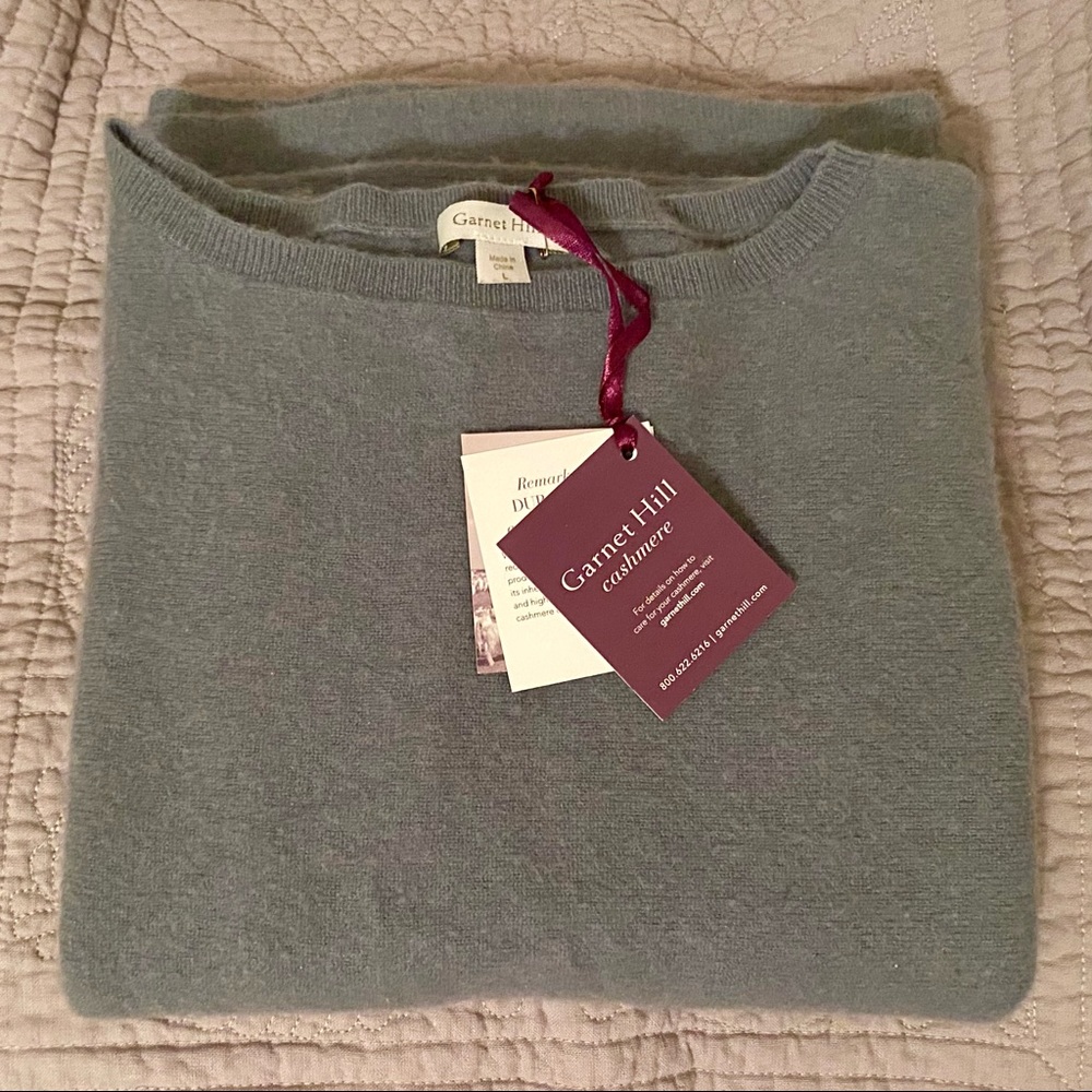 Garnet Hill Oversized Slate Cashmere Sweater, EUC 3/4 Sleeves Freshly Drycleaned